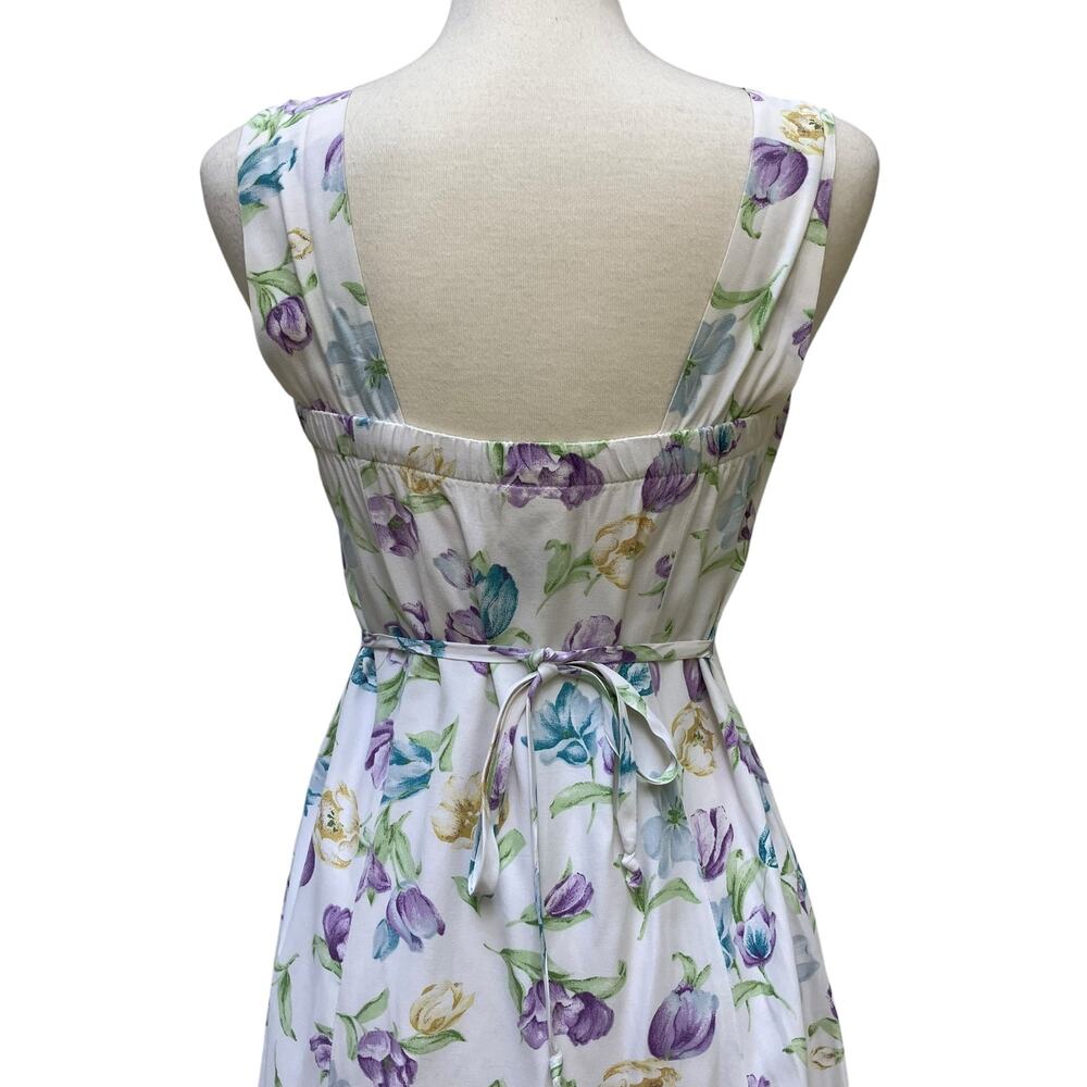 VTG 90s Dress New Moves Sz S Sz Floral Knee Length Tie Back Coquette Prairie - Picture 9 of 15